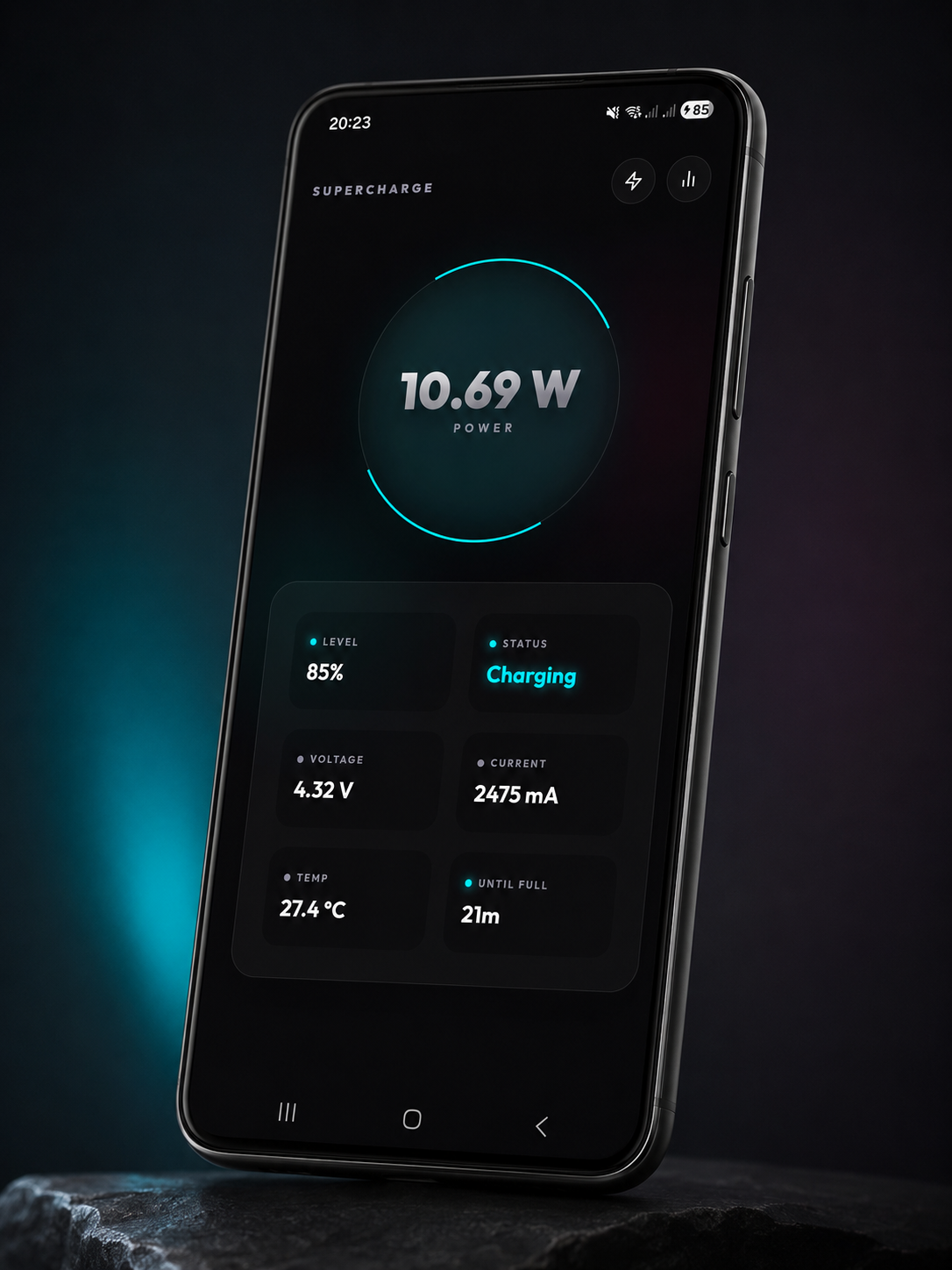Super Charge App Interface on Smartphone